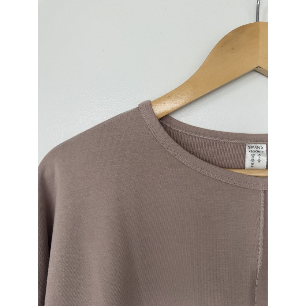 Spanx Soft Knit Lounge Top XS Raw Hem Center Seam Oversized Dolman Tunic Comfy - Picture 3 of 5